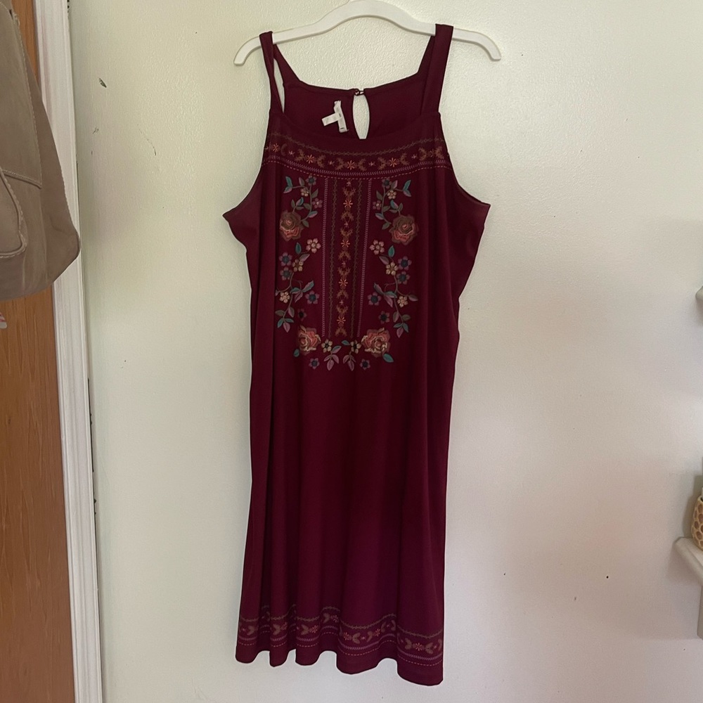 Maroon Floral Dress - Large